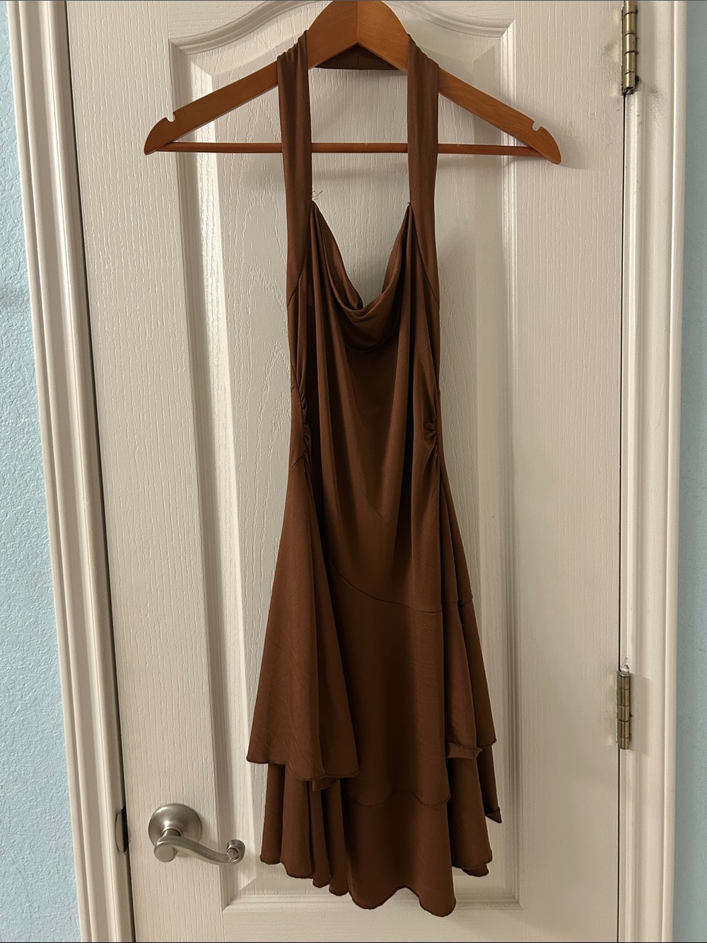 Source Unknown Brown Halter High-Low Dress